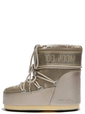 Moon Boot Icon Low Glance Platinum Satin Boots 